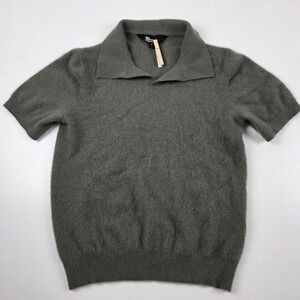The Commons Cashmere Sweater Men's Large Green Collared Short Sleeve Knit